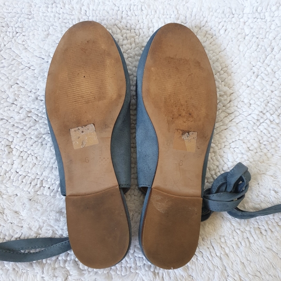 Madewell blue ballet lace-up straps flat suede US 6 Preowned excellent - Picture 5 of 7